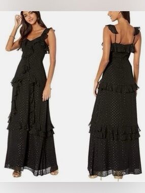 LILLY PULITZER Riland Tiered Ruffle Maxi Dress Size 0 LIKE NEW onyx